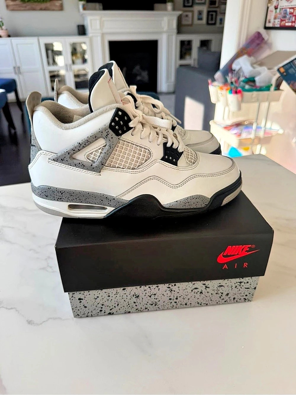Nike Air Jordan 4 Retro White Cement Sneakers White & Gray US 8